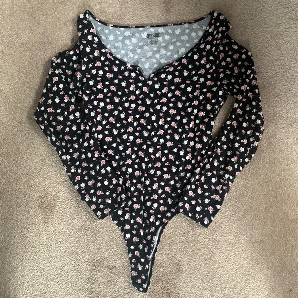 PINK black and floral body suit size medium - Picture 1 of 2